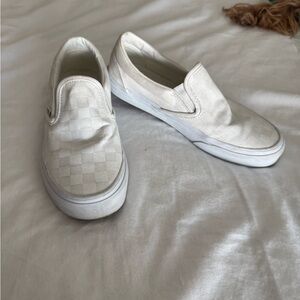 Vans White on White checkered Slip-On Shoes